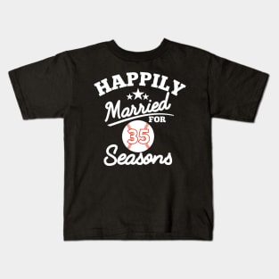 Happily married for 35 seasons, baseball couple gift Kids T-Shirt